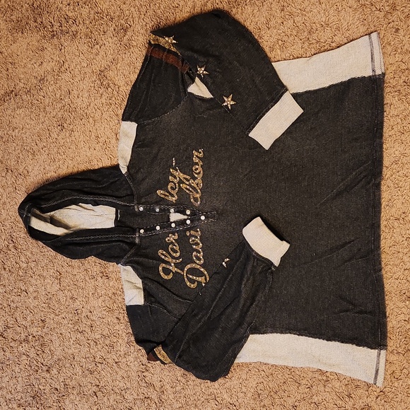 HARLEY-DAVIDSON WOMEN'S 1/4 BUTTON LONG SLEEVE HOODIE - Picture 1 of 7